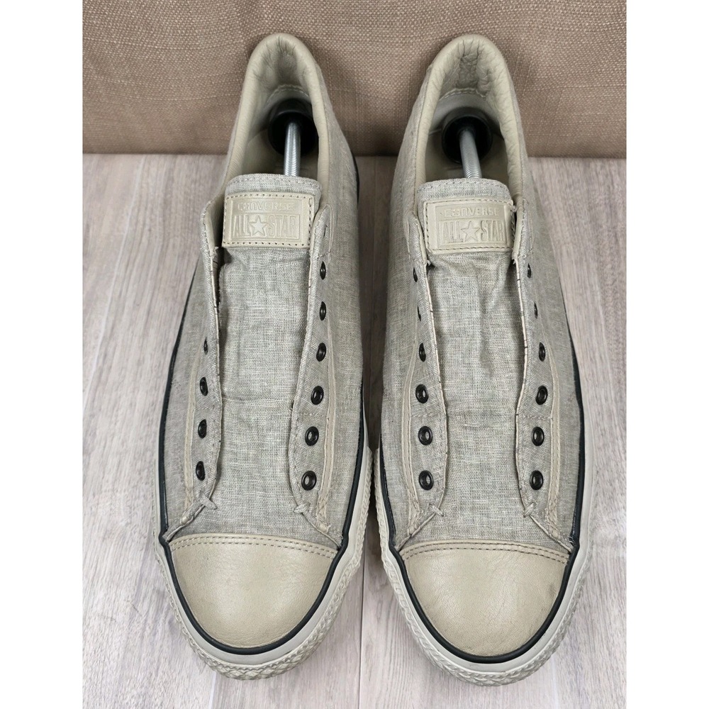 Converse x John Varvatos Mens 13 Tan Woven Leather Laceless Slip On Sneakers